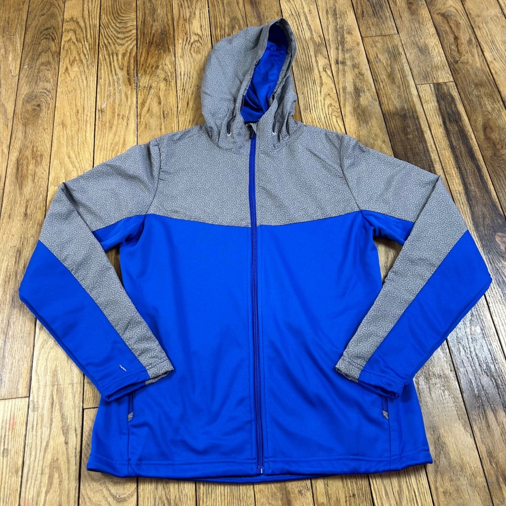 Holloway Ladies S Blue Gray Geometric Print‎ Hooded Track Jacket Athletic